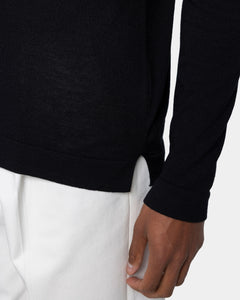 Black Long Sleeved Shirt Knitwear in Organic Cotton Mulberry Silk | Filatori