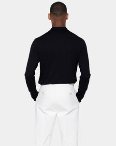 Black Long Sleeved Shirt Knitwear in Organic Cotton Mulberry Silk | Filatori