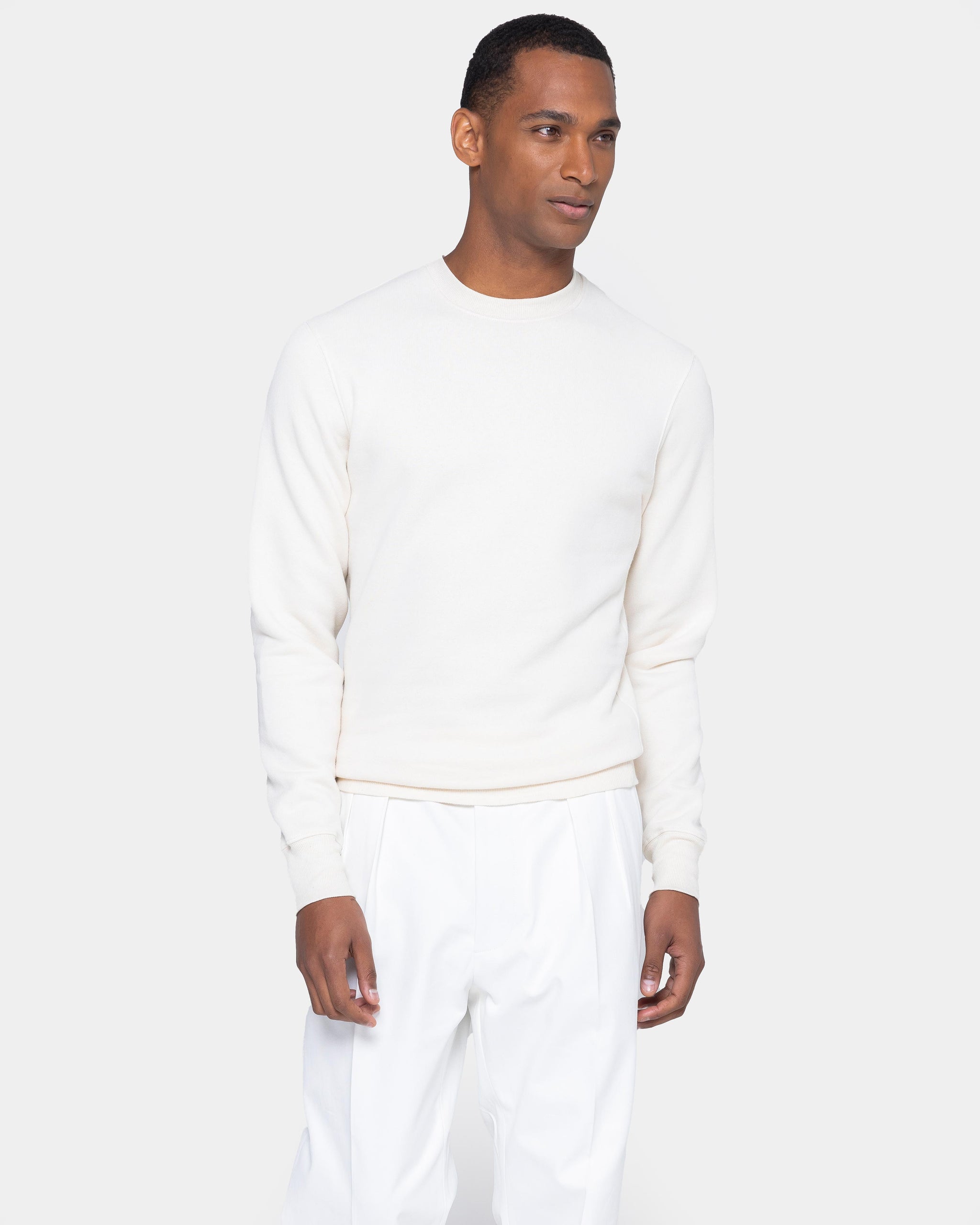 Natural White Crewneck sweatshirt in Cotton Cashmere | Filatori