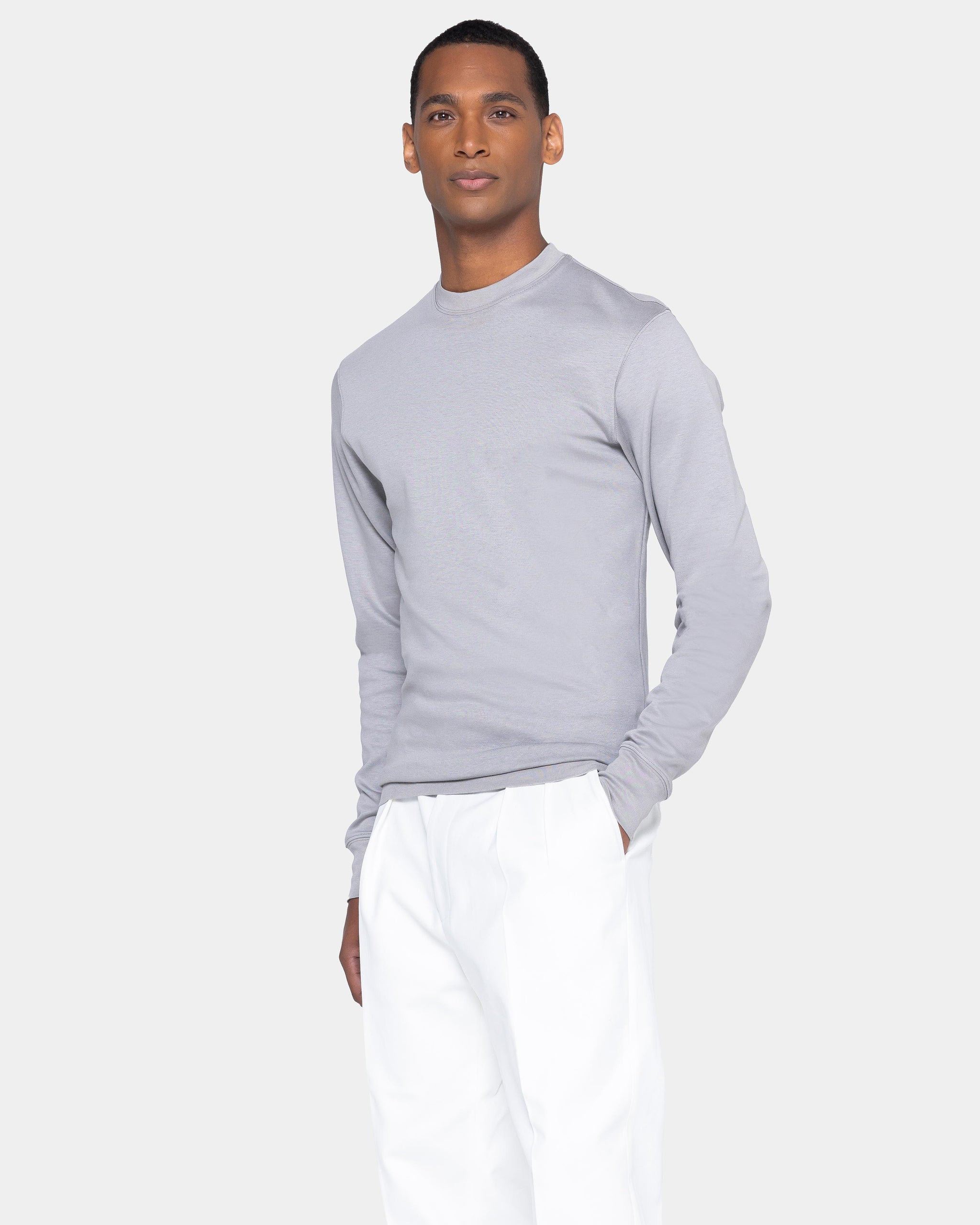 Grey Crewneck sweatshirt in double jersey Compact Cotton | Filatori