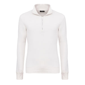 Natural White Half zip sweatshirt in Cotton Cashmere | Filatori