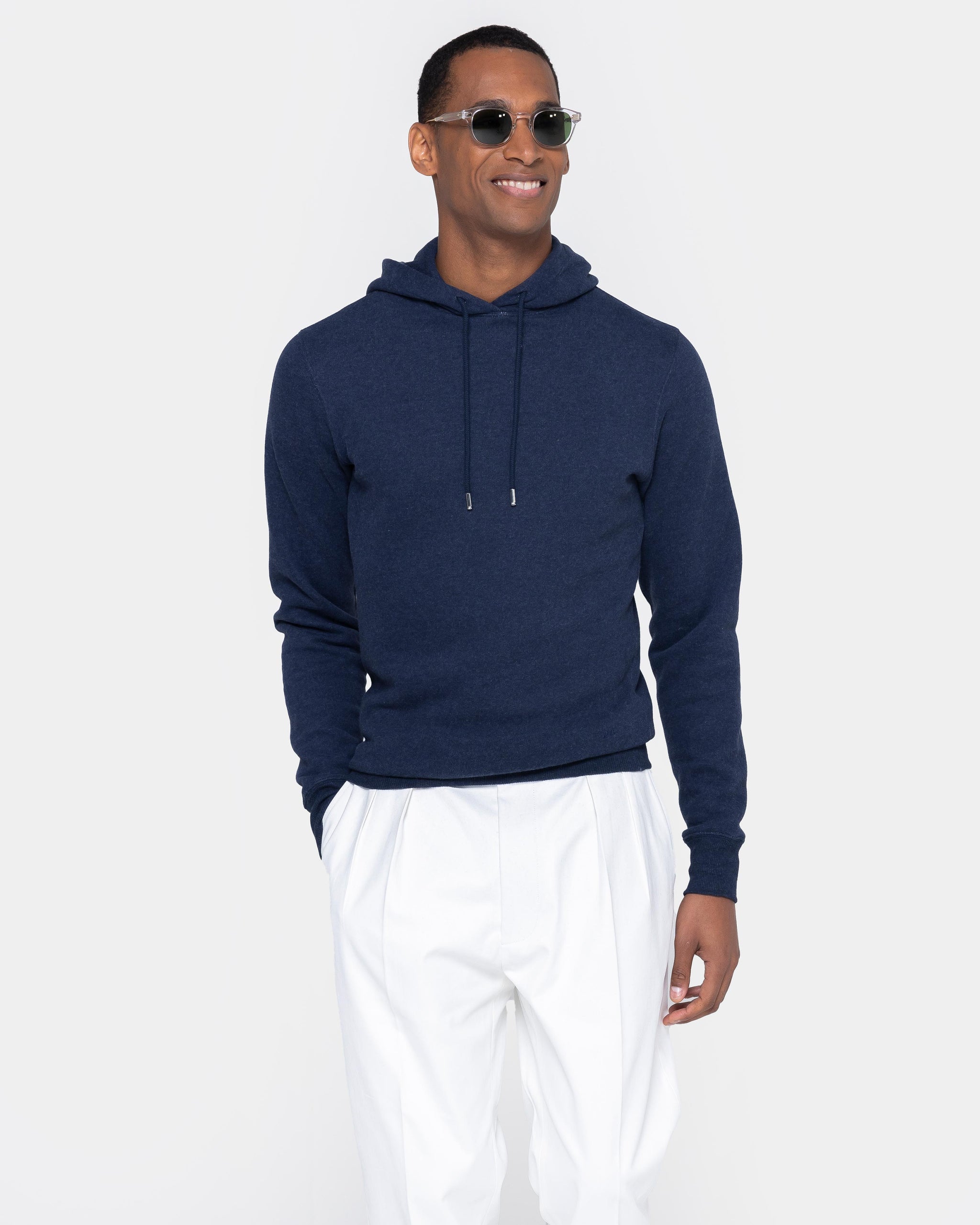 Blue Melange Hoodie in Cotton Cashmere | Filatori