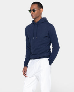 Blue Melange Hoodie in Cotton Cashmere | Filatori