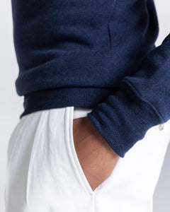 Blue Melange Half zip sweatshirt in Cotton Cashmere | Filatori