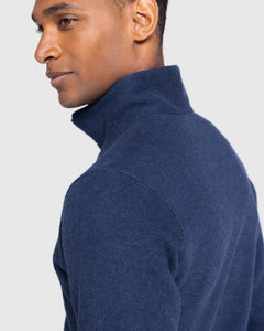 Felpa Mezza Zip Blu Melange Cotone Cashmere | Filatori