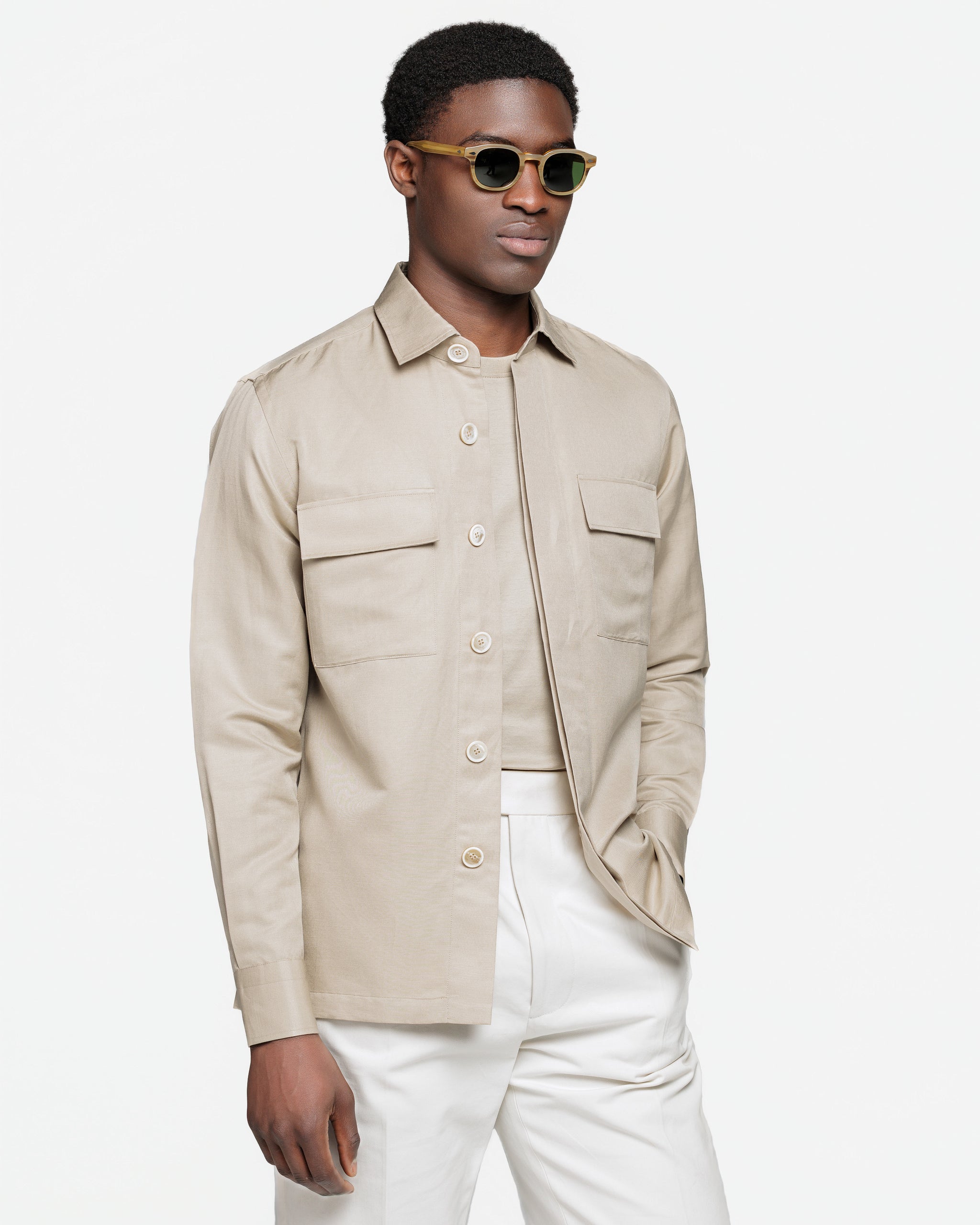 Overshirt tinta unita Sabbia Lino Seta | Filatori