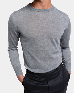 Grey Long Sleeved Crewneck Knitwear in Cashmere Mulberry Silk | Filatori