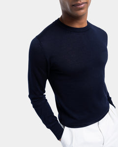 Blue Long Sleeved Crewneck Knitwear in Cashmere Mulberry Silk | Filatori