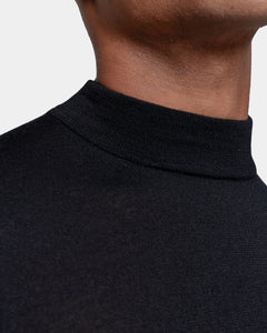 Black Long Sleeved Highneck Knitwear in Cashmere Mulberry Silk | Filatori