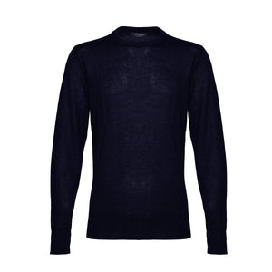 Blue Long Sleeved Crewneck Knitwear in Cashmere Mulberry Silk | Filatori