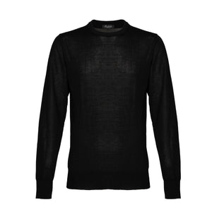 Maglia manica lunga Girocollo tinta unita Nero Cashmere Seta | Filatori