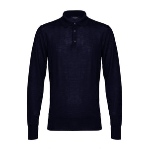 Blue Long Sleeved Polo Knitwear in Cashmere Mulberry Silk | Filatori