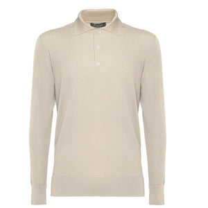 Sand Long Sleeved Polo Knitwear in Organic Cotton Mulberry Silk | Filatori