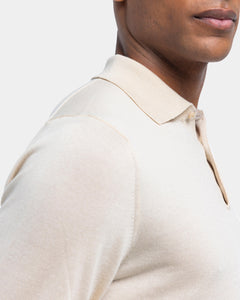 Sand Long Sleeved Polo Knitwear in Organic Cotton Mulberry Silk | Filatori