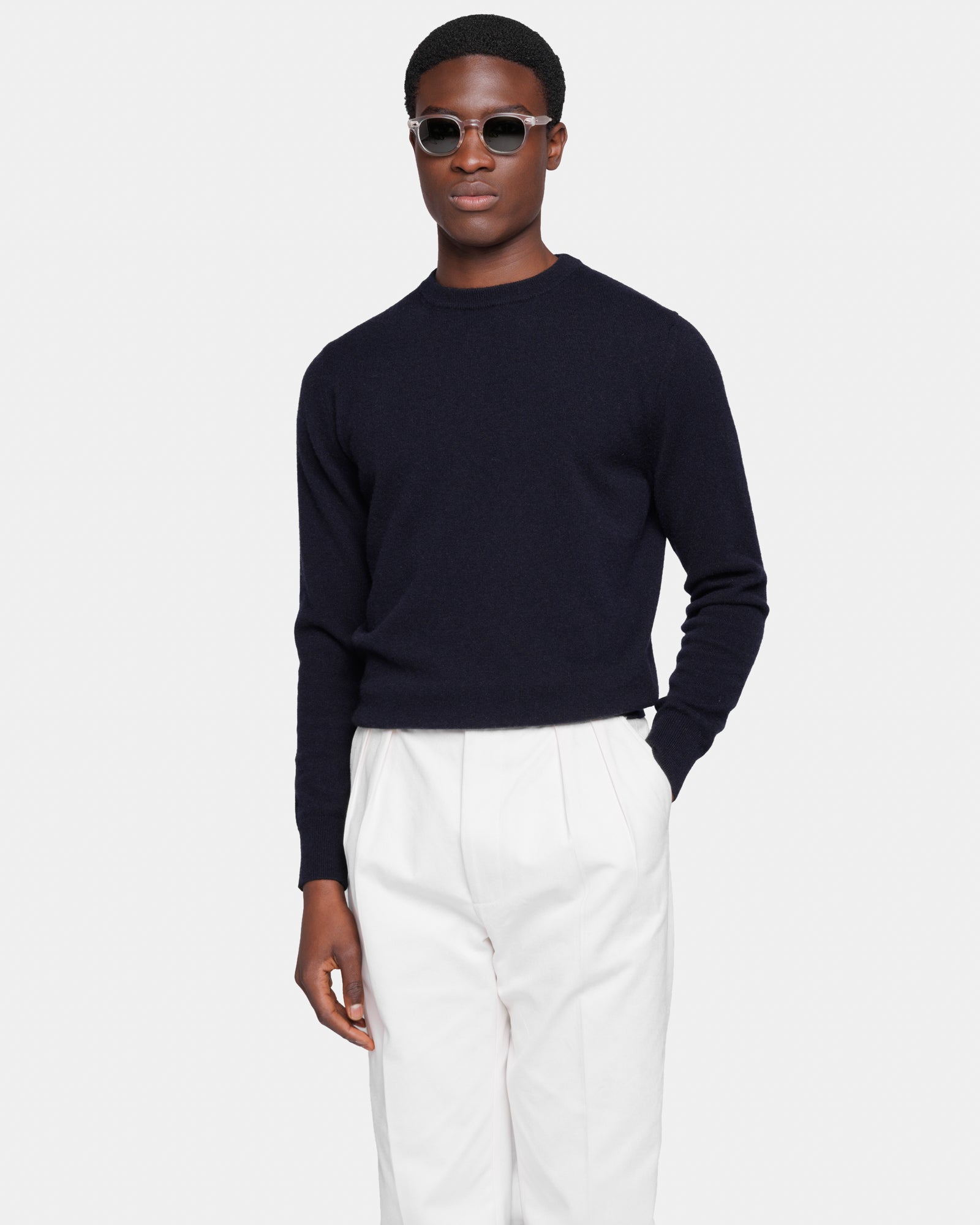 Blue Long Sleeved Crewneck Knitwear in 100% Pure Cashmere Crown Reserve | Filatori