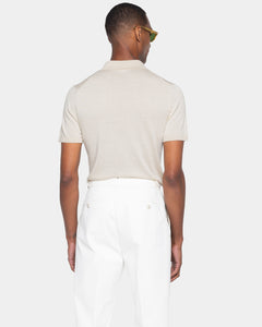 Maglia mezza manica Polo Zip tinta unita sabbia Cotone biologico e Seta Mulberry | Filatori