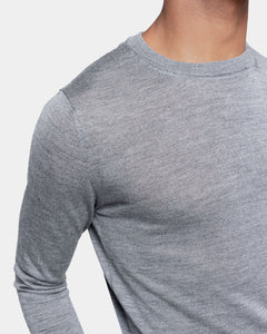 Grey Long Sleeved Crewneck Knitwear in Extrafine Merino Wool and Silk | Filatori