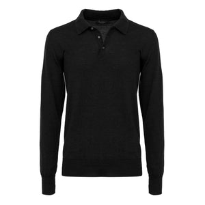 Maglia manica lunga Polo Nero Lana Merino Extra Fine Cashwool® | Filatori