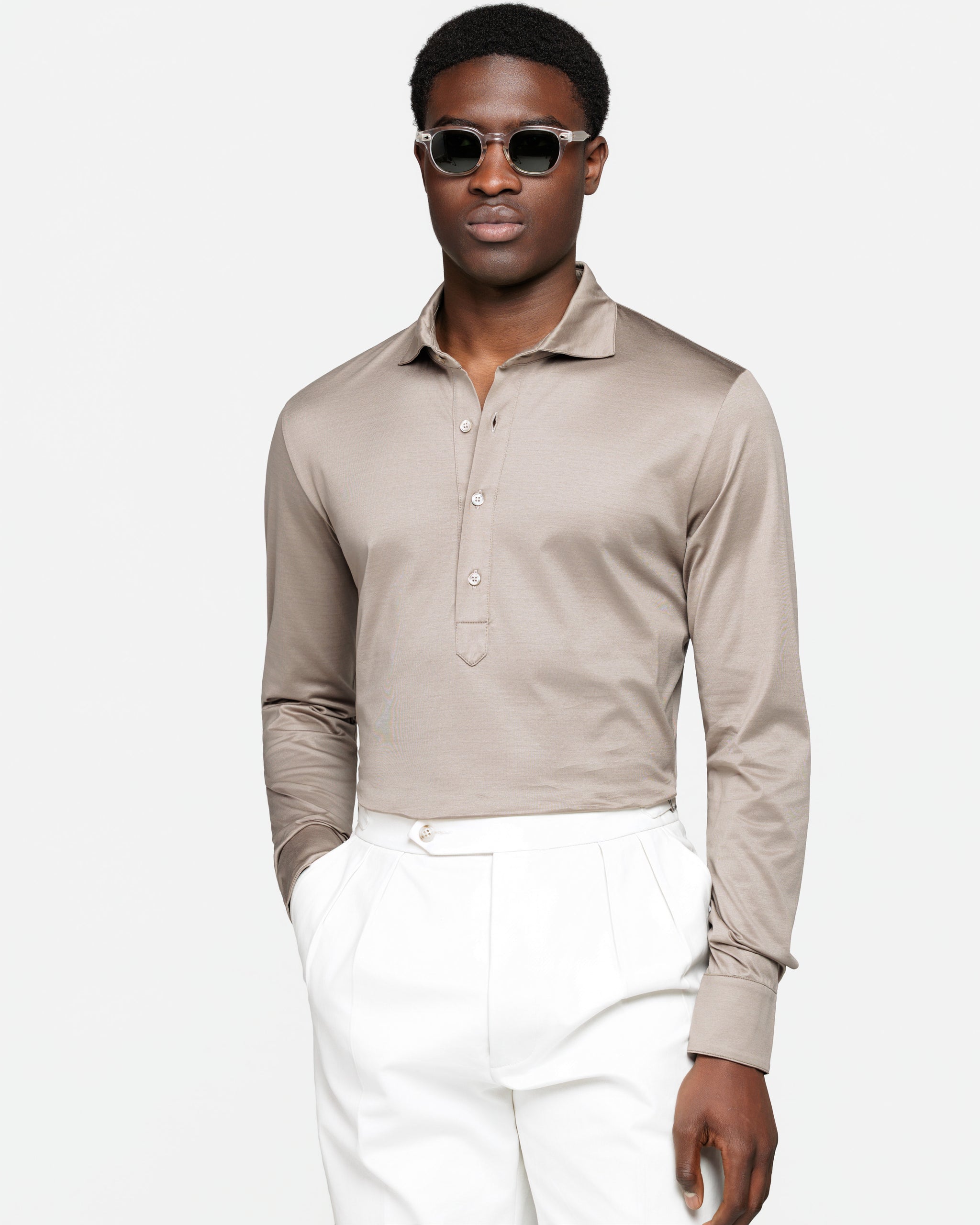 Polo Camicia manica lunga tinta unita Talpa 100% Cotone egiziano | Filatori