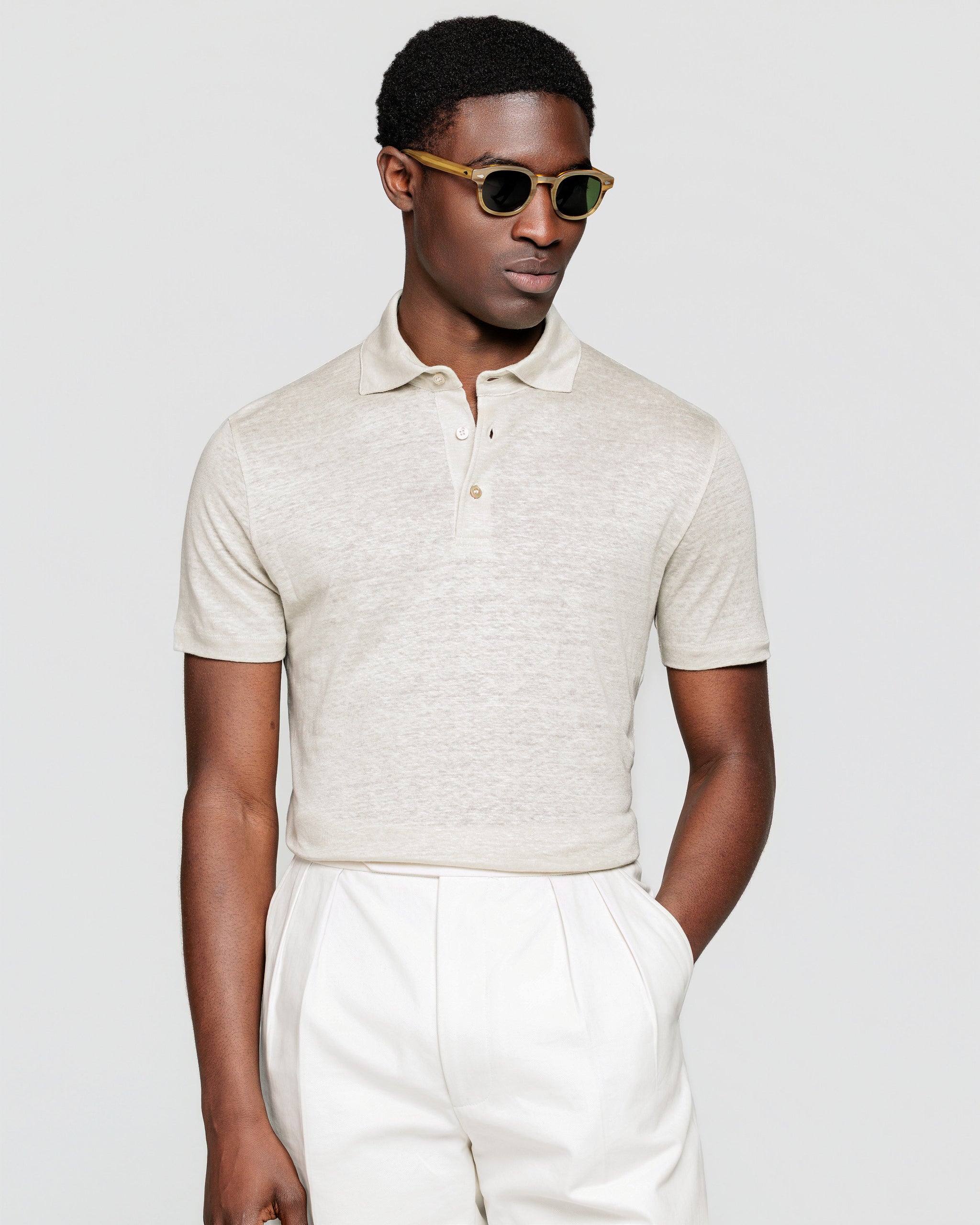 Polo Classica 3 bottoni manica corta tinta unita Corda 100% Masters of Linen | Filatori