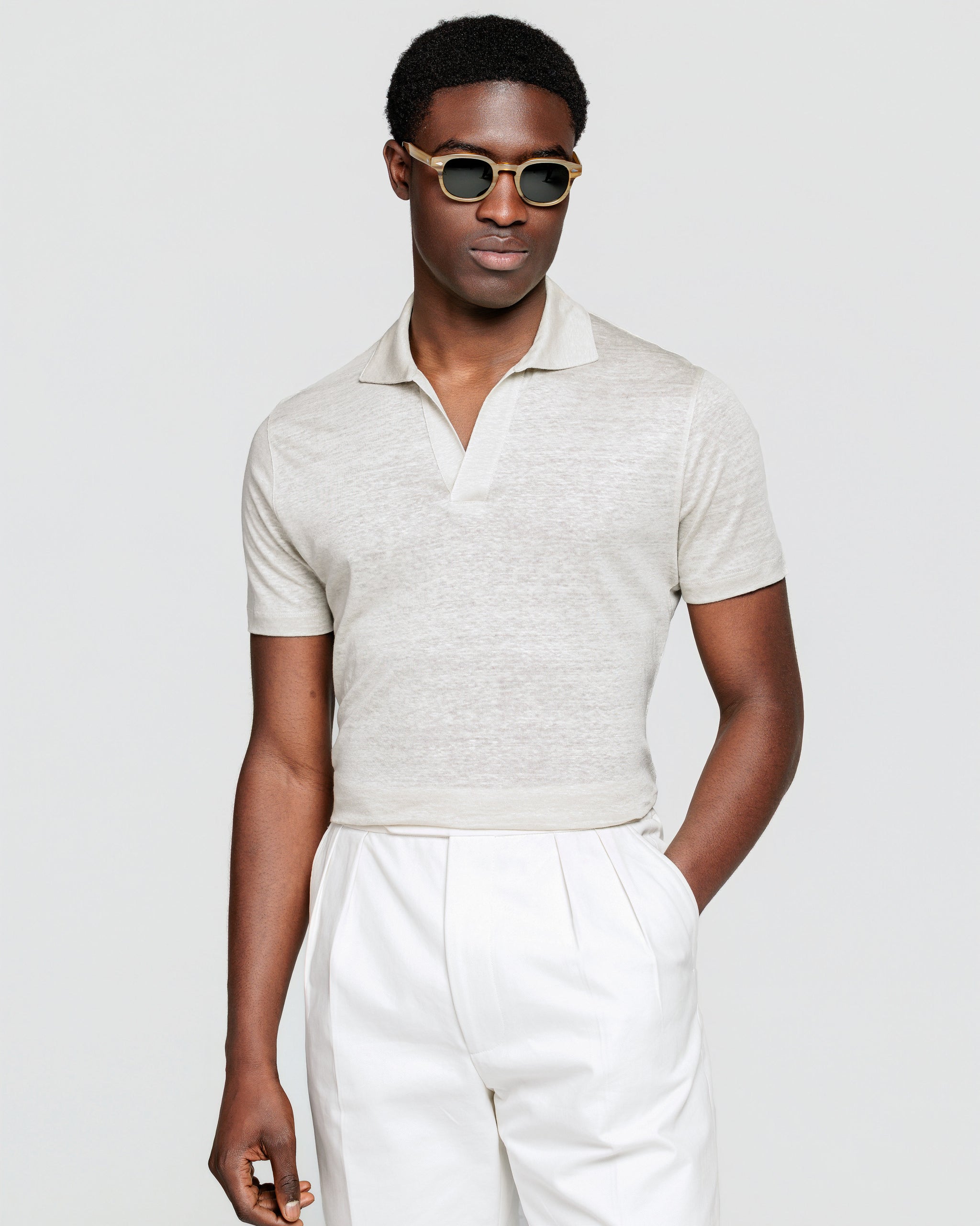 Polo senza bottoni manica corta tinta unita Corda 100% Masters of Linen | Filatori