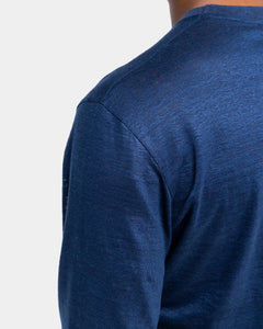 Blue Long Sleeved T-Shirt 100% European Linen | Filatori 