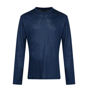 Blue Long Sleeved T-Shirt 100% European Linen | Filatori 