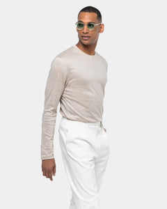 Sand Long Sleeved T-Shirt 100% European Linen | Filatori 