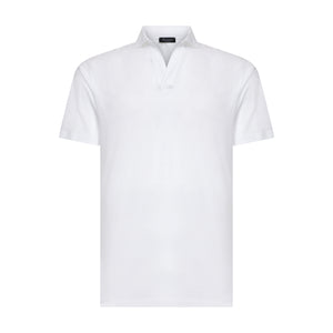 Polo senza bottoni manica corta tinta unita Bianca 100% Cotone egiziano | Filatori