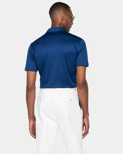 Polo senza bottoni manica corta tinta unita Blu Marino 100% Cotone egiziano | Filatori