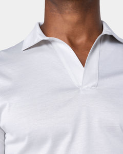 Polo senza bottoni manica corta tinta unita Grigio Perla 100% Cotone egiziano | Filatori