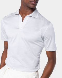 Polo senza bottoni manica corta tinta unita Grigio Perla 100% Cotone egiziano | Filatori