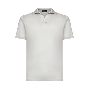 Polo senza bottoni manica corta tinta unita Grigio Perla 100% Cotone egiziano | Filatori