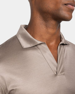Taupe Long Sleeve Buttonless Polo 100% Egyptian Cotton | Filatori