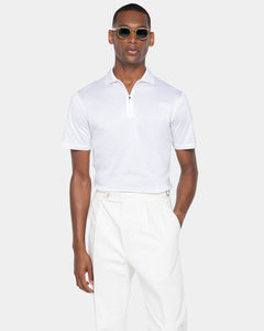 White Short Sleeve Half Zip Polo 100% Egyptian Cotton | Filatori