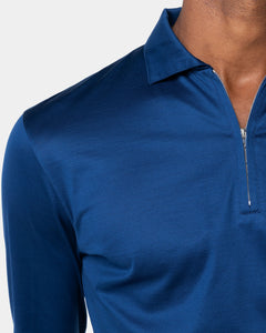 Blue Marine Long Sleeve Half Zip Polo 100% Egyptian Cotton | Filatori