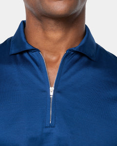 Blue Marine Short Sleeve Half Zip Polo 100% Egyptian Cotton | Filatori