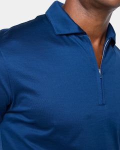 Blue Marine Short Sleeve Half Zip Polo 100% Egyptian Cotton | Filatori