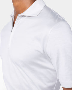 Pearl Grey Short Sleeve Half Zip Polo 100% Egyptian Cotton | Filatori