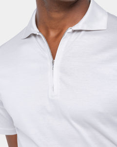 Pearl Grey Short Sleeve Half Zip Polo 100% Egyptian Cotton | Filatori