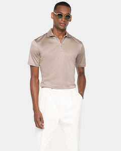 Taupe Short Sleeve Half Zip Polo 100% Egyptian Cotton | Filatori
