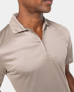 Taupe Short Sleeve Half Zip Polo 100% Egyptian Cotton | Filatori