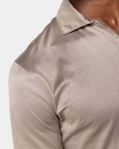 Taupe Short Sleeve Half Zip Polo 100% Egyptian Cotton | Filatori