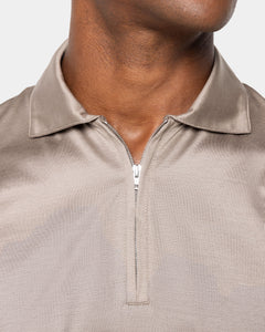 Taupe Short Sleeve Half Zip Polo 100% Egyptian Cotton | Filatori