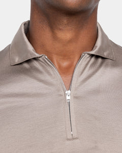 Taupe Long Sleeve Half Zip Polo 100% Egyptian Cotton | Filatori