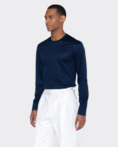 Blue Long Sleeve T-Shirt 100% Egyptian Cotton | Filatori 