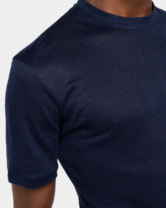 T shirt manica corta tinta unita Blu 100% Masters of Linen | Filatori