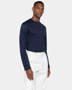 T shirt manica lunga tinta unita Blu 100% Masters of Linen | Filatori