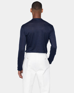 T shirt manica lunga tinta unita Blu 100% Masters of Linen | Filatori
