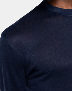 T shirt manica lunga tinta unita Blu 100% Masters of Linen | Filatori